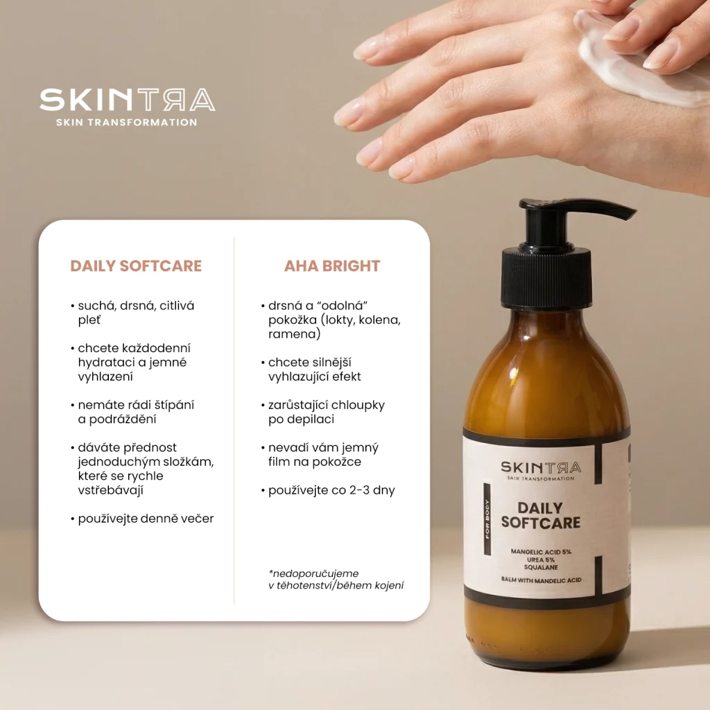 SkinTra - Daily Softcare a SkinTra - AHA Bright srovnání přípravků