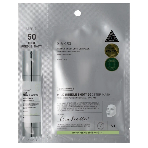 VT Cosmetics - Mild Reedle Shot 50 2Step Mask - Zpevňující pleťová maska v plátýnku - 1,5g+20g