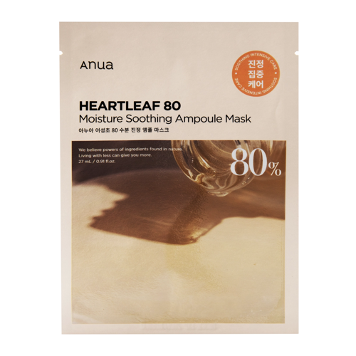 Anua - Heartleaf 80 Moisture Soothing Ampoule Mask - Zklidňující plátýnková maska s 80% extraktem z toulně - 1ks/27ml