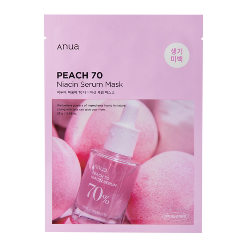 Anua - Peach 70% Niacin Serum Mask - Rozjasňující pleťová maska se 70% výtažkem z broskví - 1ks/25ml