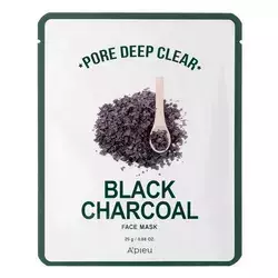 A'pieu - Pore Deep Clear Black Charcoal Sheet Mask - Čisticí textilní maska s aktivním uhlím - 15 g
