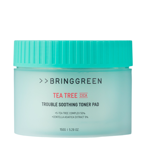 Bring Green - Tea Tree Cica Trouble Soothing Toner Pad - Zklidňující tampóny na obličej - 90ks/150 g