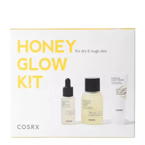 COSRX - Honey Glow Trial Kit - Zklidňující sada s propolisem - Zklidňující tonikum - 30 ml + Protizánětlivá ampule - 10 ml + Lehký krém - 15 ml