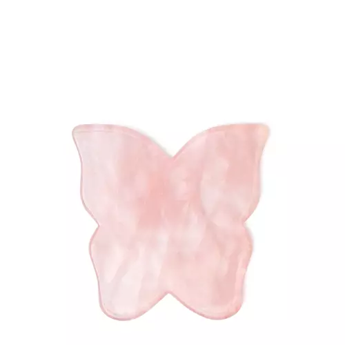 Crystallove - Butterfly Rose Quartz Gua Sha - Masážní destička Gua Sha - Růžový křemen - 1 ks