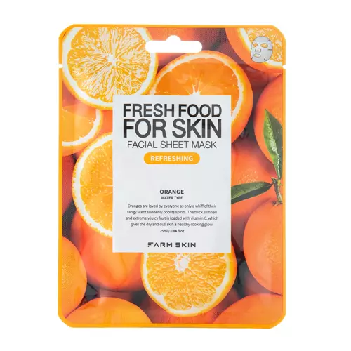 Farmskin - Fresh Food For Skin Facial Sheet Mask Orange - Osvěžující plátýnková maska - 25 ml