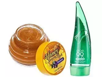 Holika Holika - Honey Sleeping Pack - Blueberry + Aloe 99% Soothing Gel - sada produktů