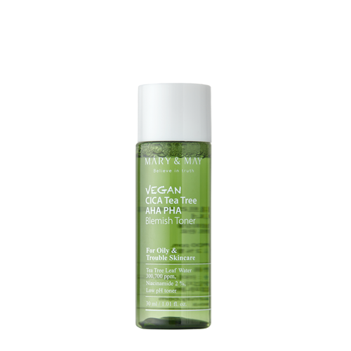 Mary&May - Vegan CICA Tea Tree AHA PHA Toner  - Veganské tonikum s kyselinami- 30 ml