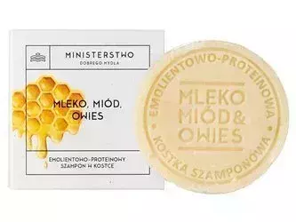 Ministerstwo Dobrego Mydła - Tuhý šampon s emolienty a proteiny - Mléko, med a oves - 85 g