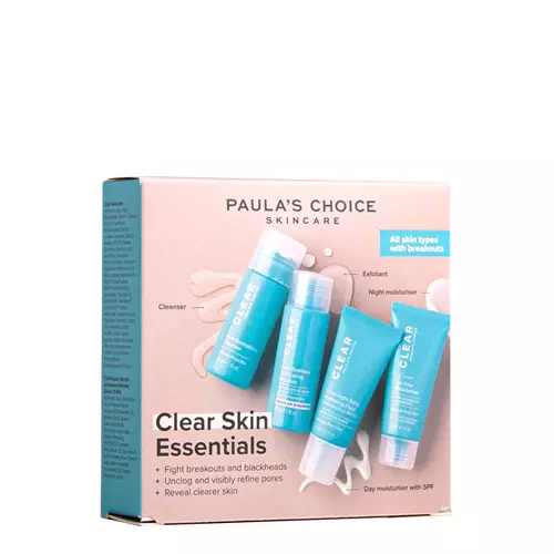 Paula's Choice - Trial Kit Clear Regular Strength - Sada regulujících produktů - Čisticí gel - 30 ml + SPF krém - 15 ml + Lehký krém - 15 ml + Kyselinový peeling - 30 ml