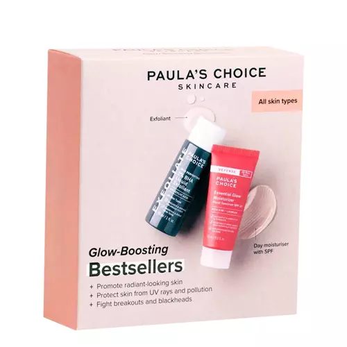 Paula's Choice - Trial Kit Glow - Boosting Bestsellers - Sada exfoliačních a rozjasňujících produktů - Skin Perfecting - 2% BHA Liquid Exfoliant - 30 ml + Defense - Essential Glow Moisturiser SPF30 - 15 ml