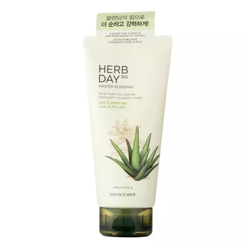 The Face Shop - Herb Day 365 - Master Blending Foaming Cleanser Aloe & Green Tea - Krémová čisticí pěna - 170 ml