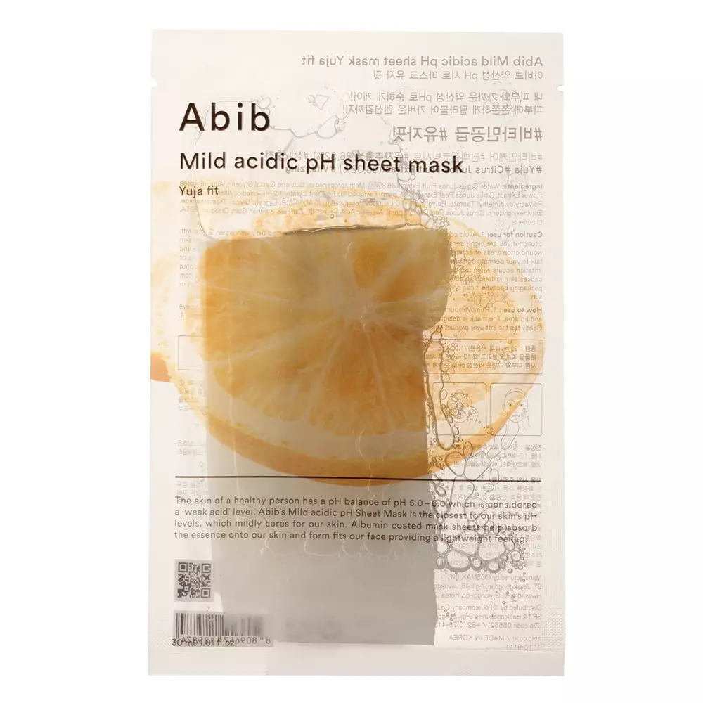 Abib - Mild Acidic pH Sheet Mask Yuja Fit - Revitalizační plátýnková maska - 30 ml