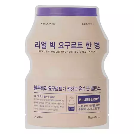 A'pieu - Real Big Yogurt One-Bottle #Bluberry - Rozjasňující maska s borůvkovým extraktem - 21 g