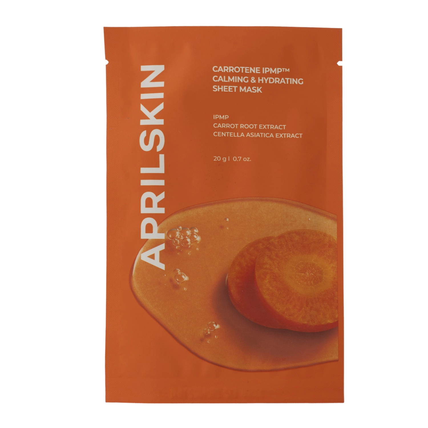 Aprilskin - Carrotene IPMP Calming & Hydrating Sheet Mask - Zklidňující plátýnková pleťová maska - 1ks/20g