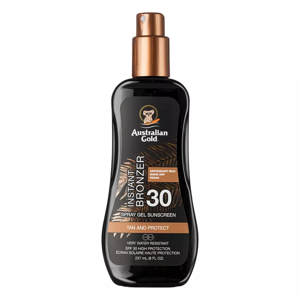 Australian Gold - Spray Gel with Bronzer SPF30 - Ochranný gel ve spreji s přírodní bronzující složkou - 237 ml