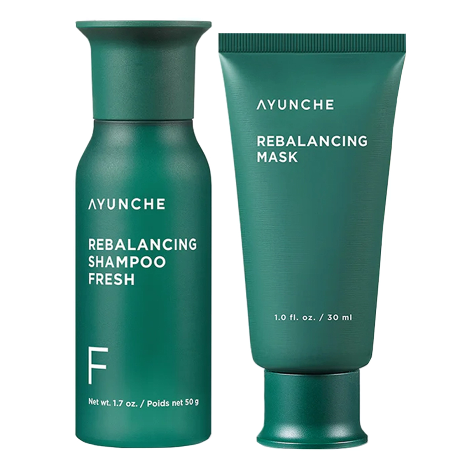 Ayunche - Rebalancing Mini Kit Fresh - Sada čisticích produktů na vlasy - Mini - Čisticí šampon 50 g + Vyživující maska 30 ml