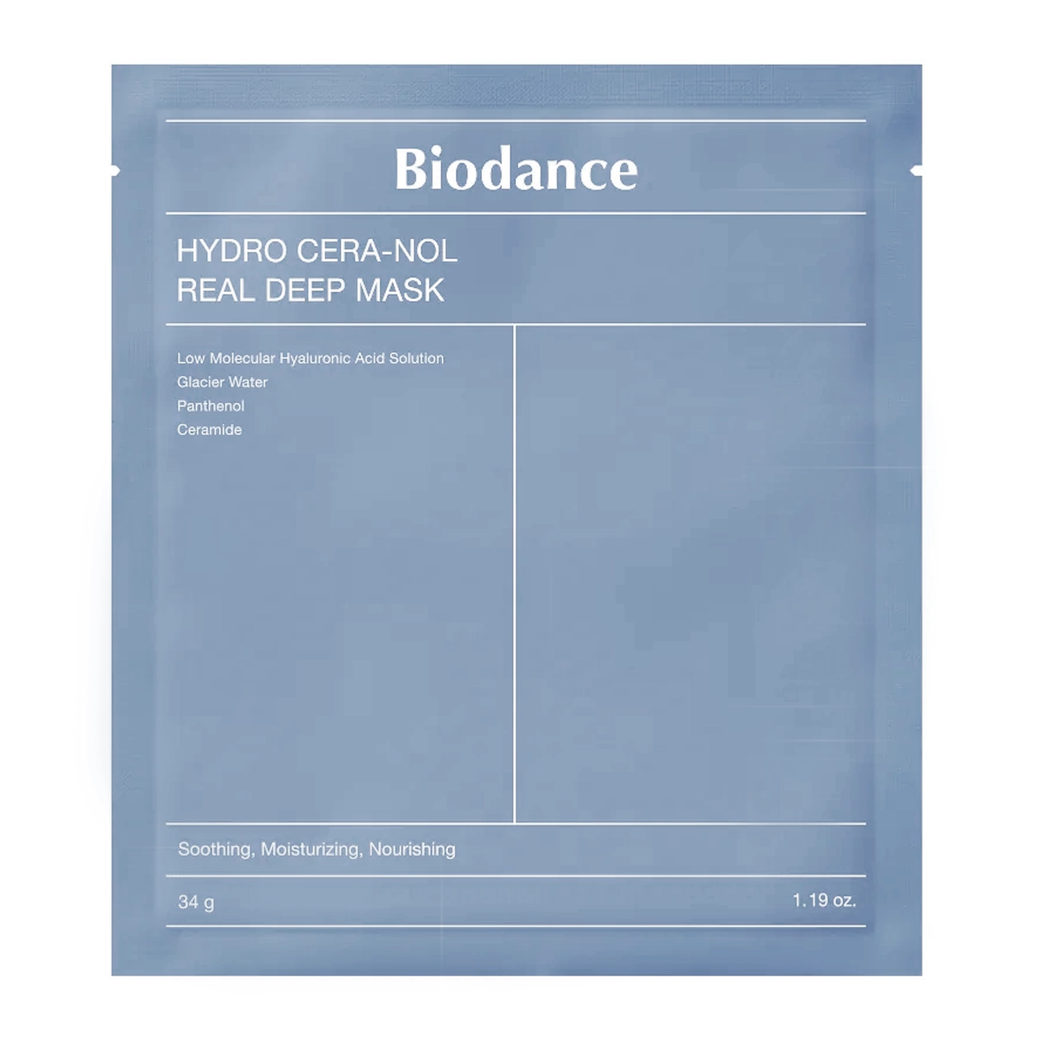 Biodance - Hydro Cera-nol Real Deep Mask - Hydratační kolagenová maska na obličej - 1ks/34g