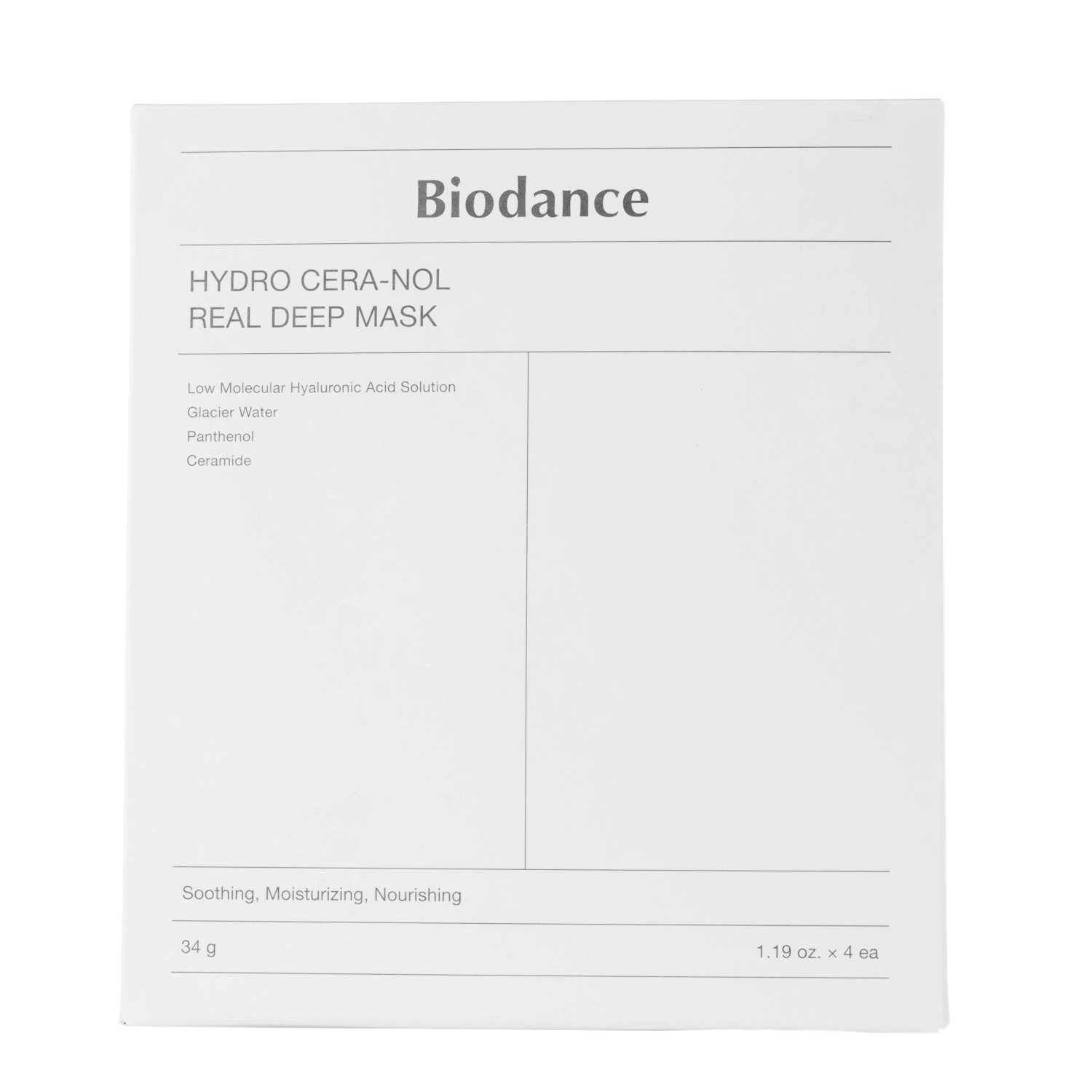 Biodance - Hydro Cera-nol Real Deep Mask Set - Hydratační kolagenová maska na obličej - 4ks/34g