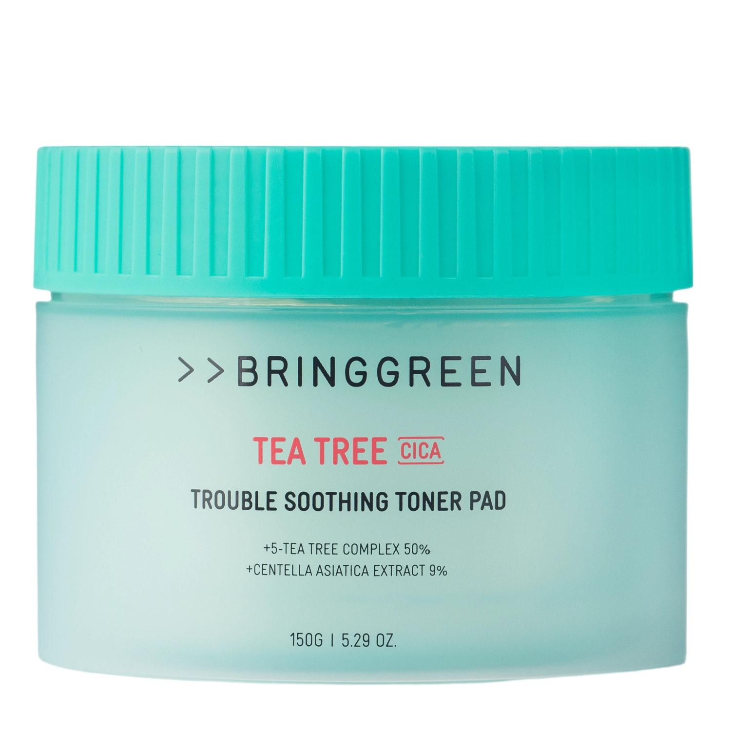 Bring Green - Tea Tree Cica Trouble Soothing Toner Pad - Zklidňující tampóny na obličej - 90ks/150 g