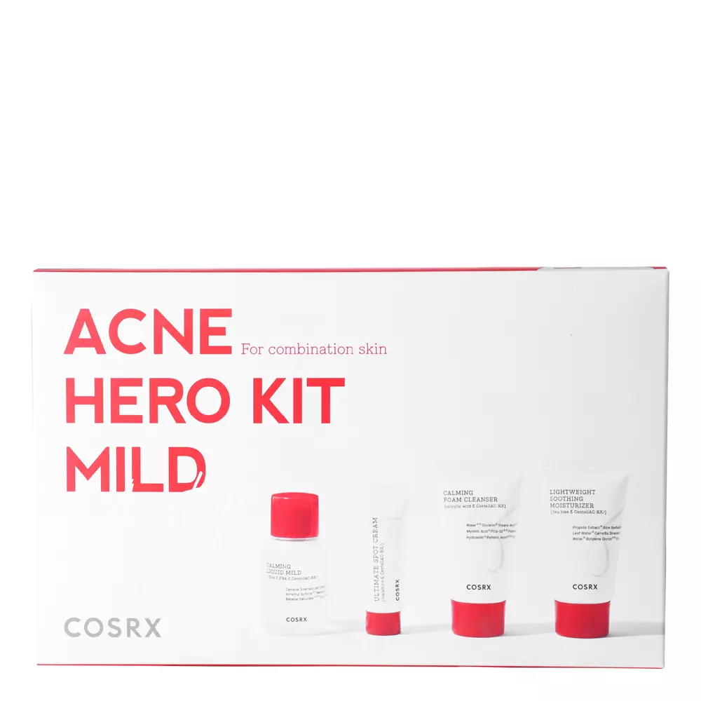 COSRX - AC Collection Trial Kit - Mild - Sada pro aknózní pleť - Lokální krém - 5 g + Zklidňující tonikum - 30 ml + Jemná mycí pěna - 20 ml + Lehký krém - 20 ml