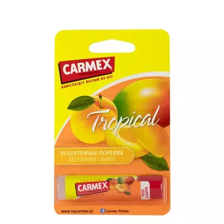 Carmex - Tropical - Tuhý balzám na rty - Broskev a mango - 4,25 g