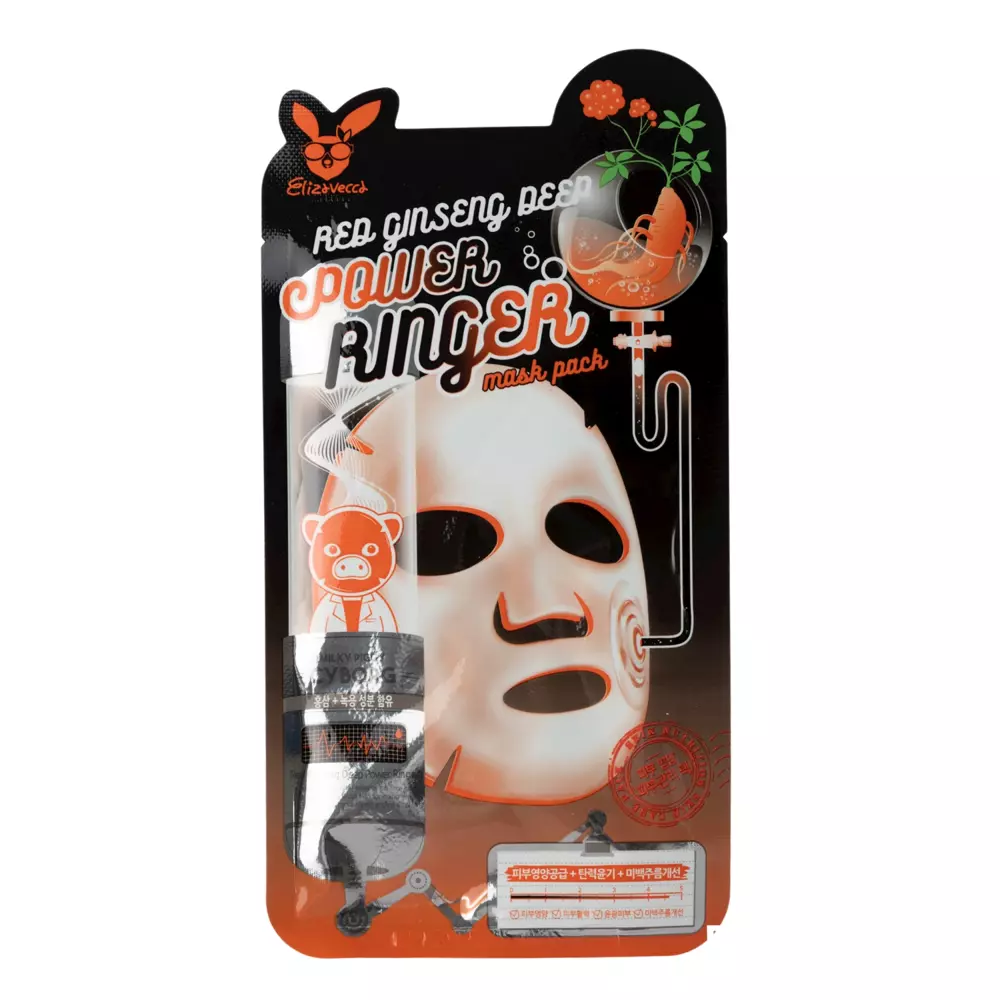Elizavecca - Red Ginseng Deep Power Ringer Mask Pack - Normalizující plátýnková maska - 23 ml