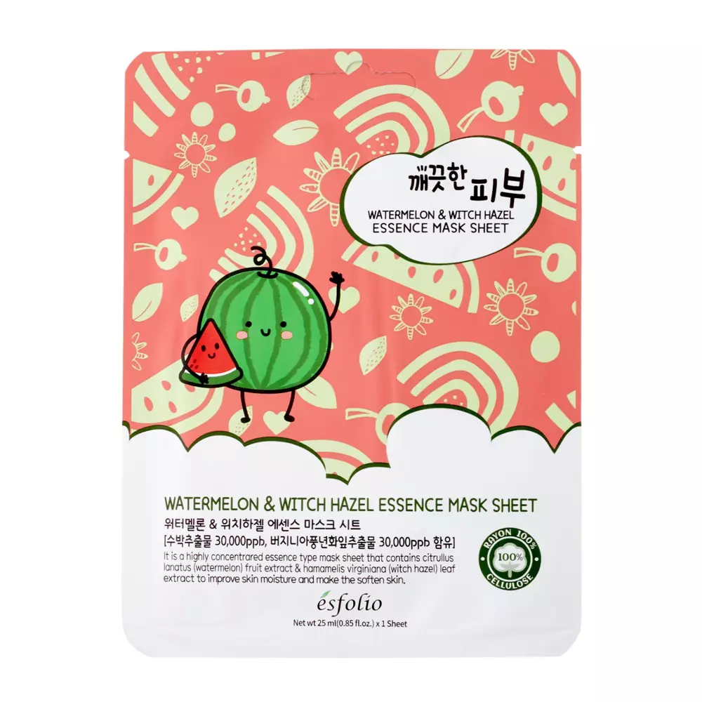 Esfolio - Pure Skin Watermelon & Witch Hazel Essence Mask Sheet - Textilní maska s melounem - 25 ml