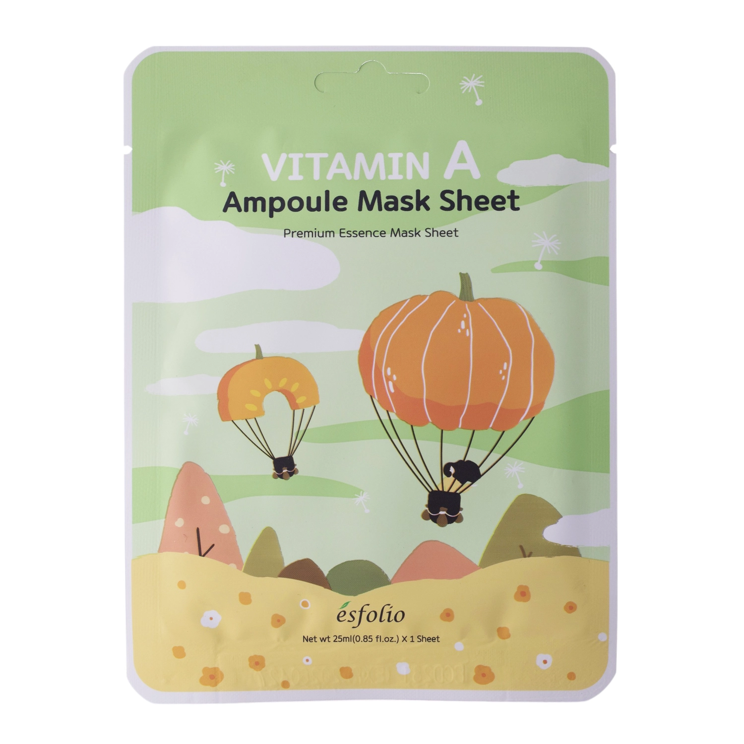 Esfolio - Vitamin A Ampoule Mask Sheet - Osvěžující plátýnková maska s dýňovým extraktem - 25 ml