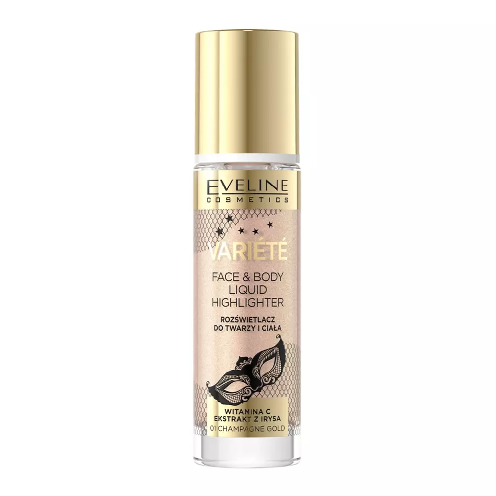 Eveline Cosmetics - Variete - Face & Body Liquid Highlighter - 01 Champagne Gold - Tekutý rozjasňovač na obličej a tělo - 30 ml