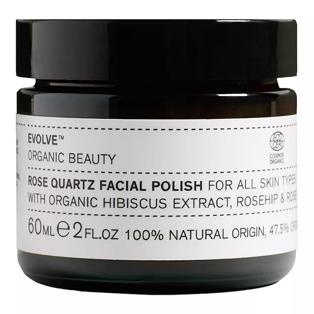 Evolve Organic Beauty - Rose Quartz Facial Polish - Exfoliační peeling s organickým olejem z růže šípkové a krystalky růženínu - 60 ml