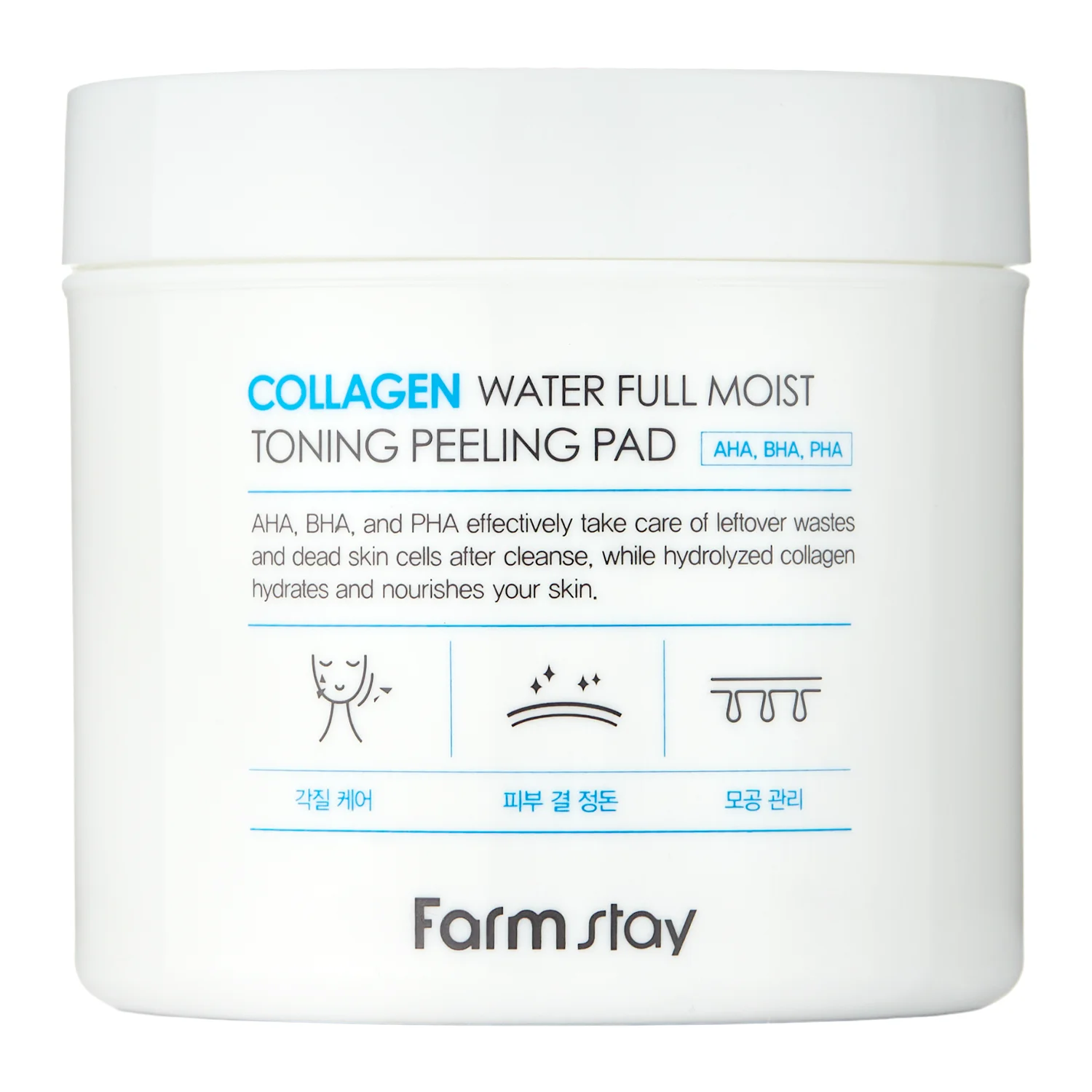 Farmstay - Collagen Water Full Moist Toning Peeling Pad - Tonizujcí a peelingující tampóny s kolagenem - 70 ks/150 ml