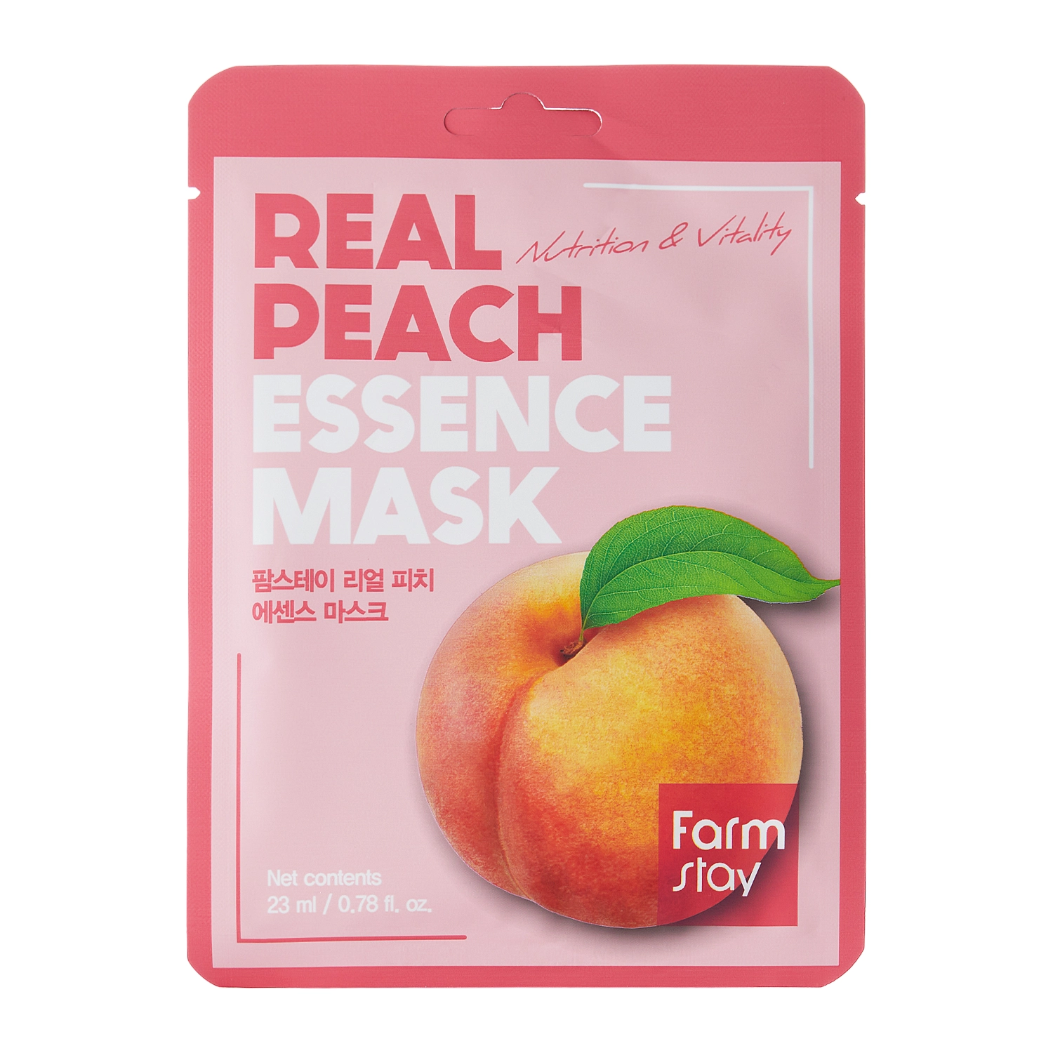 Farmstay - Real Peach Essence Mask - Osvěžující plátýnková maska s extraktem z broskve - 23 ml