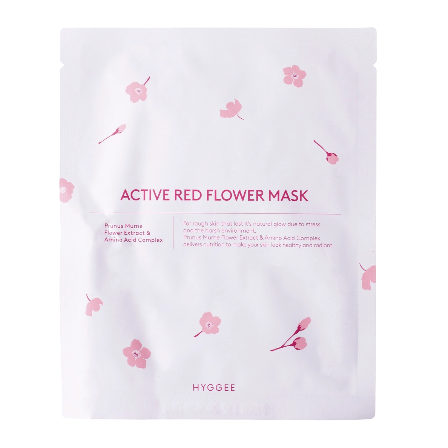 Hyggee - Active Red Flower Mask - Revitalizační pleťová maska v plátýnku - 1ks/35ml