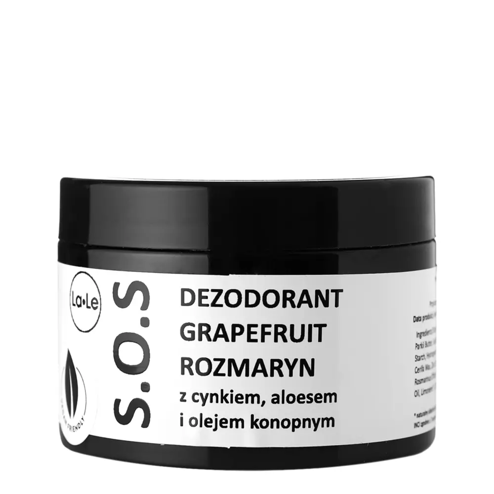 La-Le - Přírodní deodorant S.O.S. „Grapefruit & rozmarýn“ se zinkem, aloe vera a konopným olejem - 120 ml