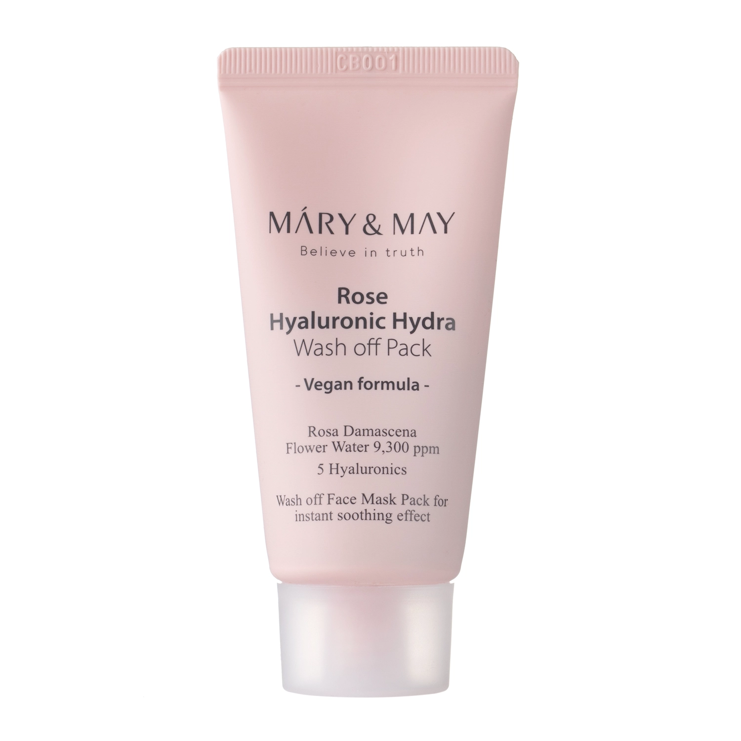 Mary&May - Rose Hyaluronic Hydra Wash off Pack - Krémová pleťová maska s bílým jílem - 30 g