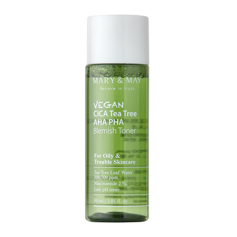 Mary&May - Vegan CICA Tea Tree AHA PHA Toner  - Veganské tonikum s kyselinami- 30 ml