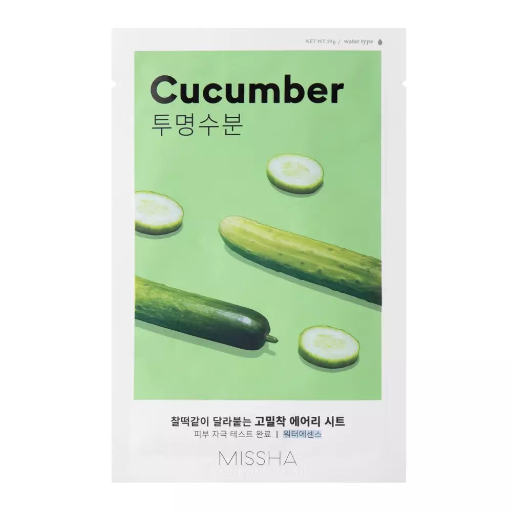 Missha - Airy Fit Sheet Mask - Cucumber - Okurková textilní maska - 19 g