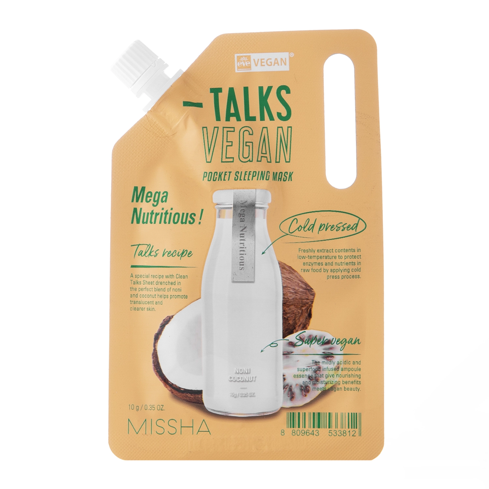 Missha - Talks Vegan Squeeze Pocket Sleeping Mask - Mega Nutritive - Vyživující noční maska na obličej - 10 g