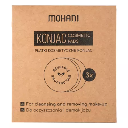 Mohani - Konjac Cosmetic Pads - Rostlinné odličovací konjakové tampony - 3 ks