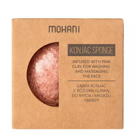 Mohani - Konjac Sponge - Mycí konjaková houbička s růžovým jílem - 1 ks