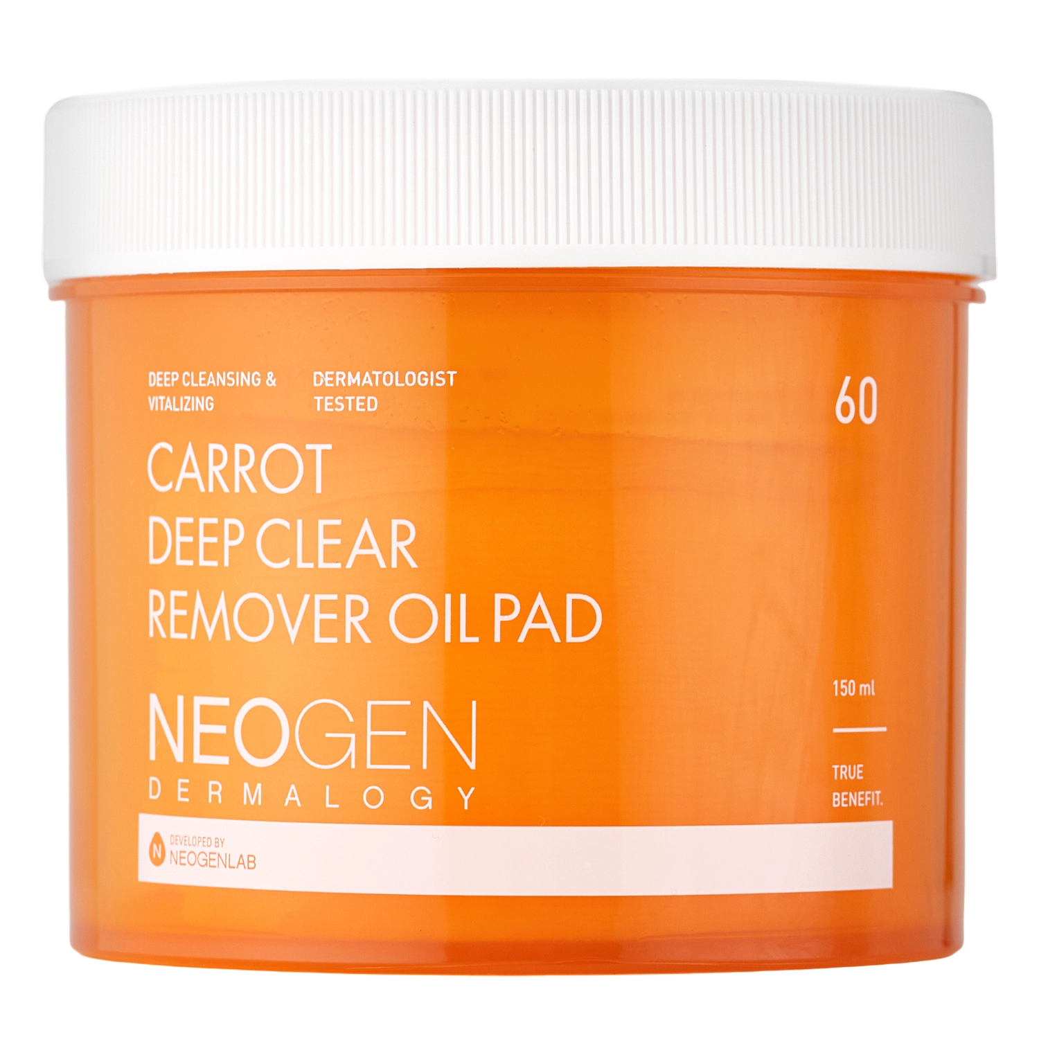 Neogen - Dermalogy Carrot Deep Clear Remover Oil Pad - Čisticí polštářky na obličej - 60ks/150 ml