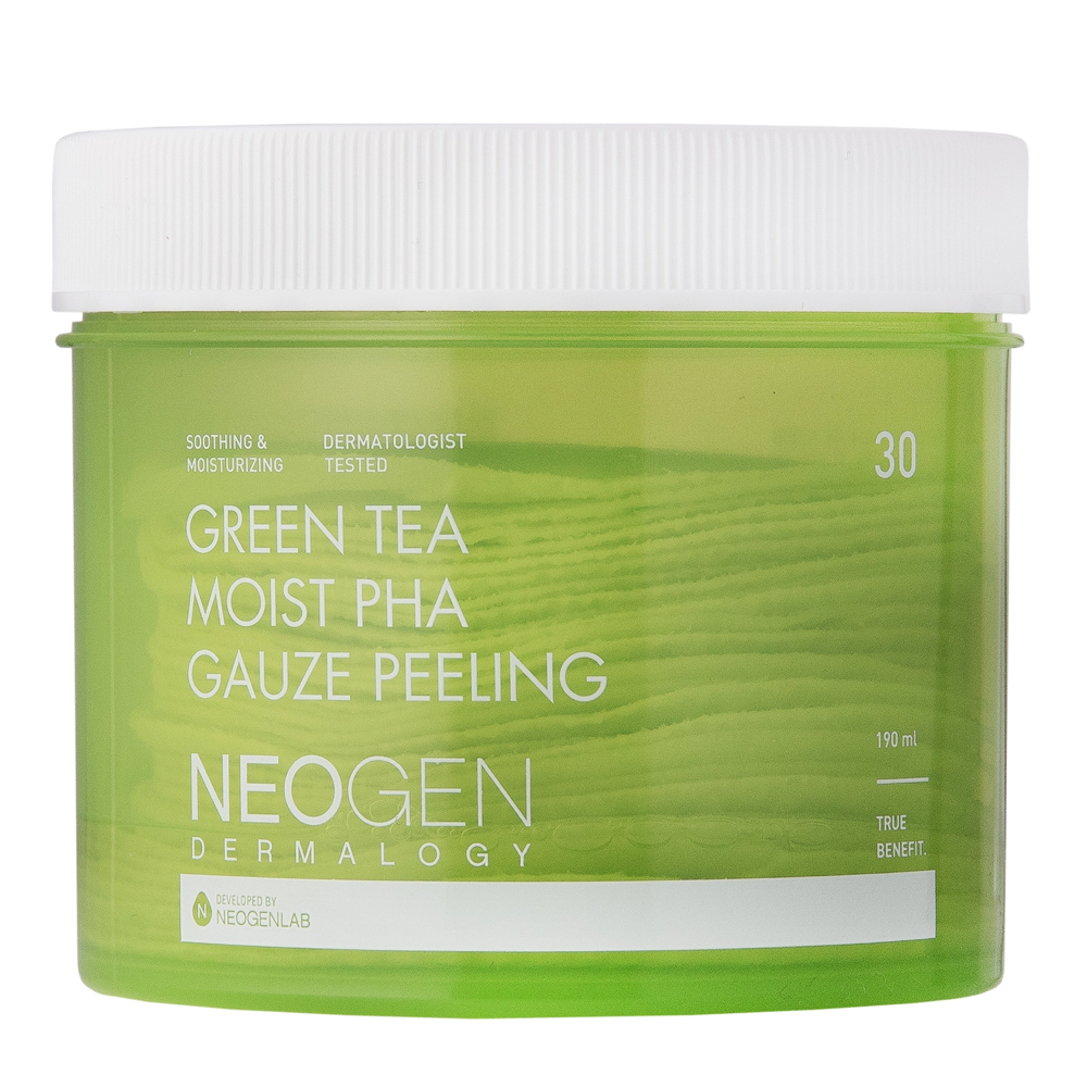 Neogen - Green Tea Moist PHA Gauze Peeling - Tampónky s kyselinami a zeleným čajem - 30ks/190ml