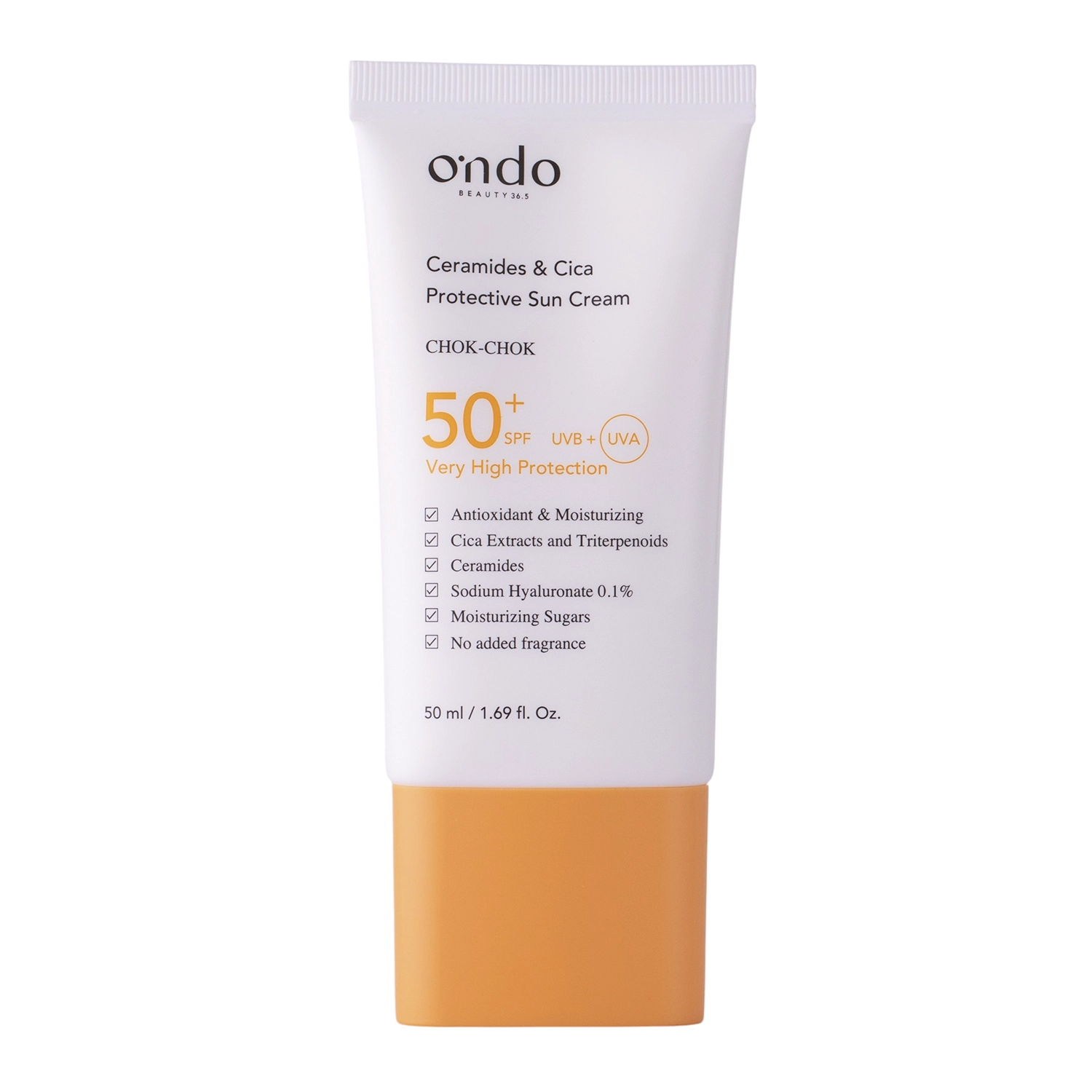 Ondo Beauty 36.5 -  Ceramides & Cica Protective Sun Cream SPF 50+ - Zklidňující krém na obličej s filtrem - 50 ml 