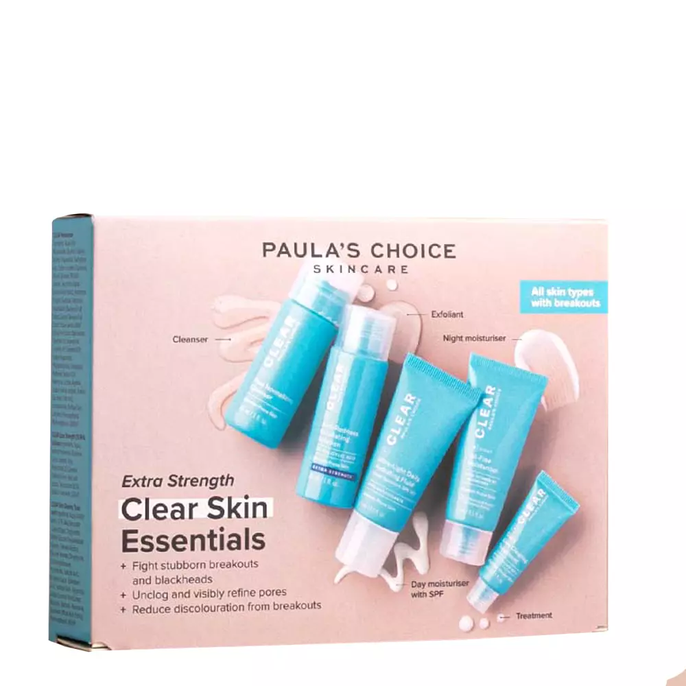 Paula's Choice - Trial Kit Clear Extra Strength - Sada exfoliačních produktů - Kyselinový peeling - 30 ml + Čisticí kúra - 5 ml + Lehký krém - 15 ml + SPF krém - 15 ml + Čisticí gel - 30 ml