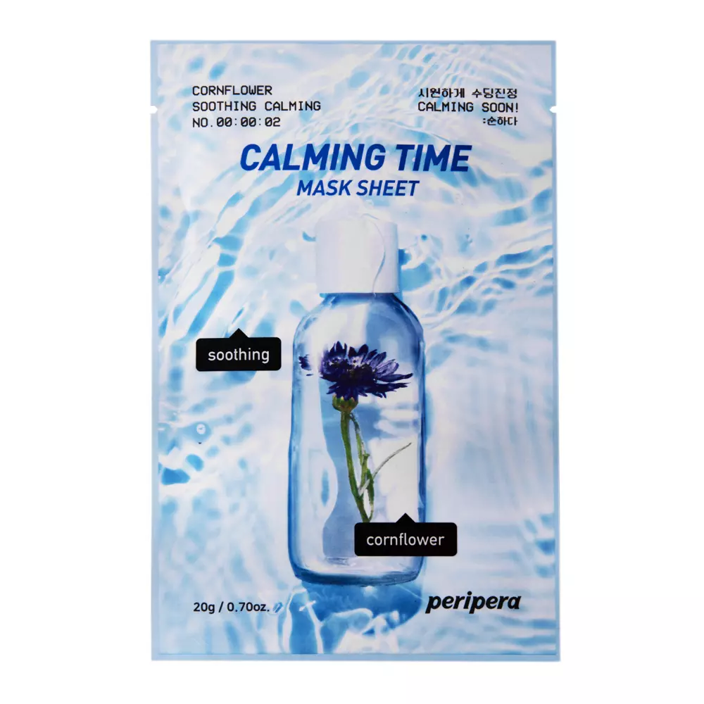 Peripera - Calming Time Mask Sheet Cornflower Soothing Calming - Zklidňující textilní maska s chrpou - 20 g