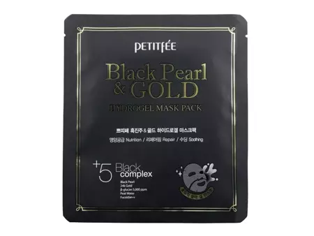 Petitfee - Black Pearl & Gold Hydrogel Mask Pack - Hydrogelová pleťová maska - černá perla a zlato - 32 g