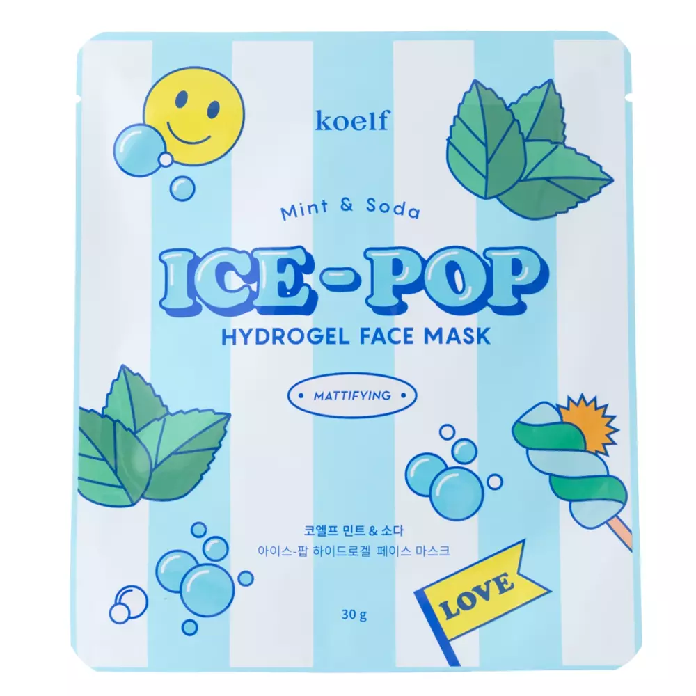 Petitfee - Koelf Mint & Soda ICE-POP Hydrogel Mask - Matující hydrogelová maska na obličej - 30 g