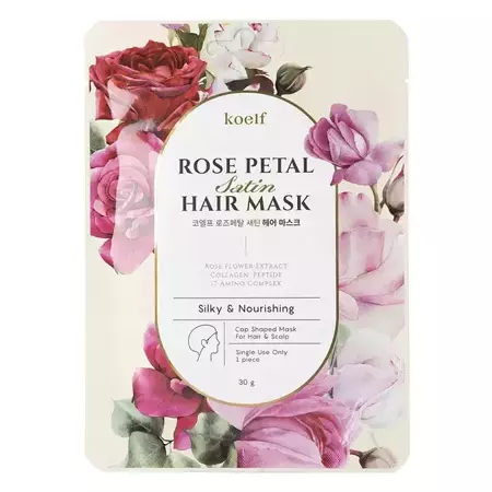 Petitfee - Koelf Rose Petal Satin Hair Mask - Maska na vlasy s čepicí - 1 ks