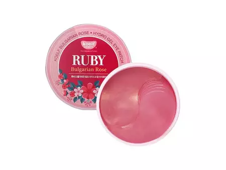 Petitfee - Koelf Ruby & Bulgarian Rose Eye Patch - Hydrogelové náplasti pod oči s růží - 60 ks