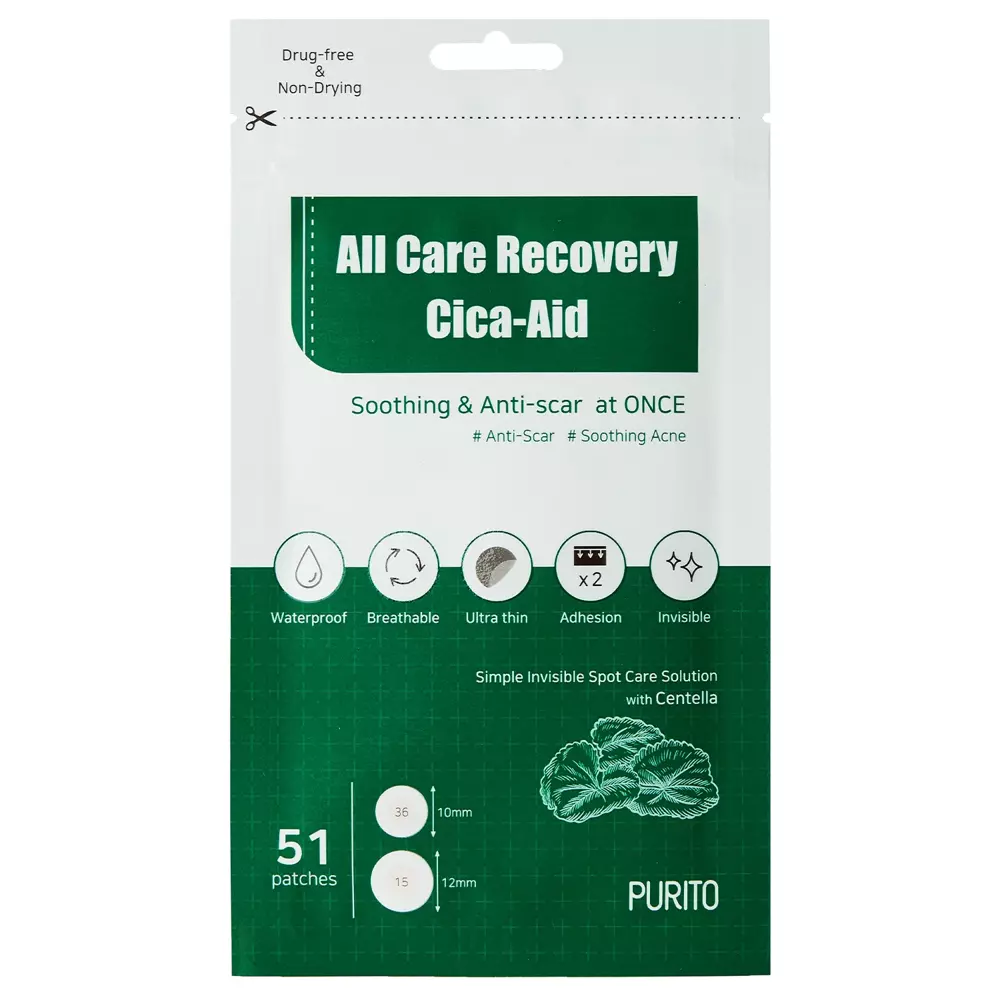 Purito - All Care Recovery Cica-Aid - Cica-Aid lokální náplasti k léčbě nedokonalostí - 51 ks